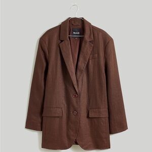 NWT Madewell The Oversized Blazer in 100% Linen, Dark Coffee, Size M